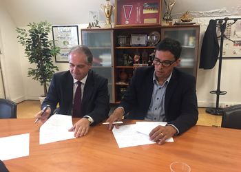 Assinatura Memorando de Entendimento - Comité organizador Jogos Europeus Universitários Coimbra 2018 - Miguel Laranjeiro e Mário Santos