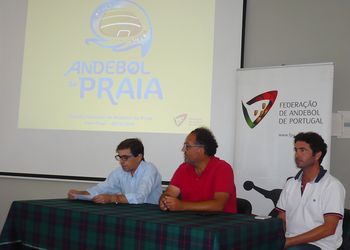 Luís Pacheco, Mário Bernardes e Pedro Pisco - Sorteio da Fase Final do Circuito Nacional de Andebol de Praia